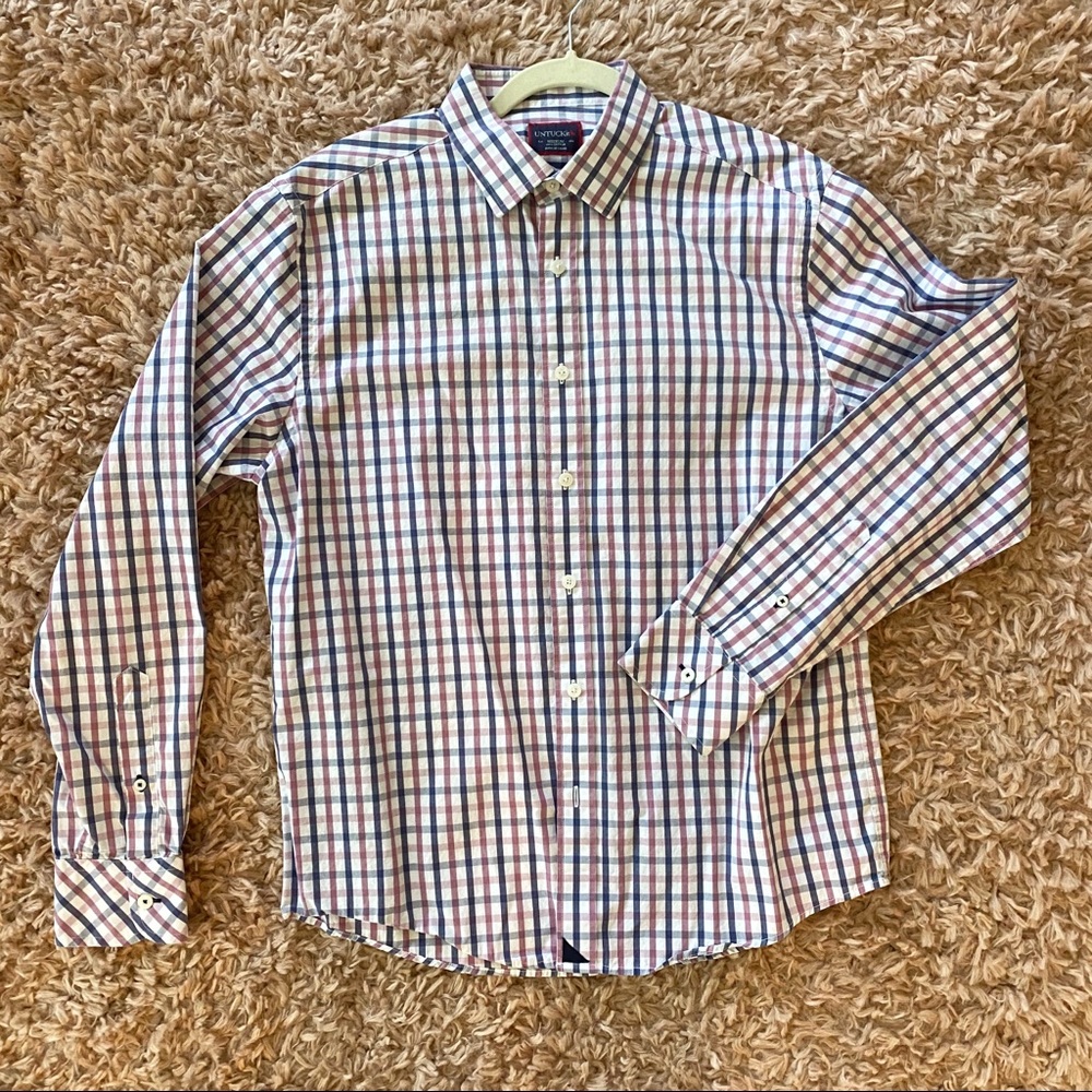 Untuckit gingham button up shirt